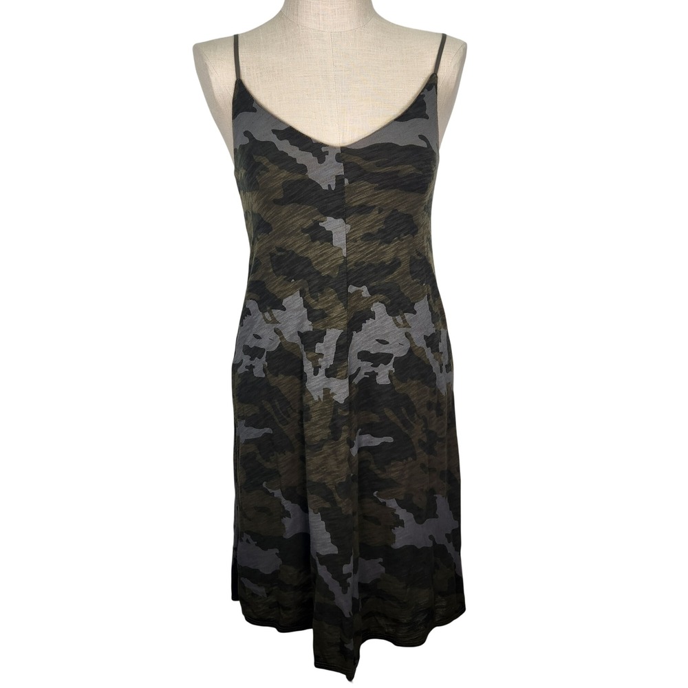 ATM Anthony Thomas Melillo Camo Cotton Slub Jersey Slip Dress‎ S Green Lined